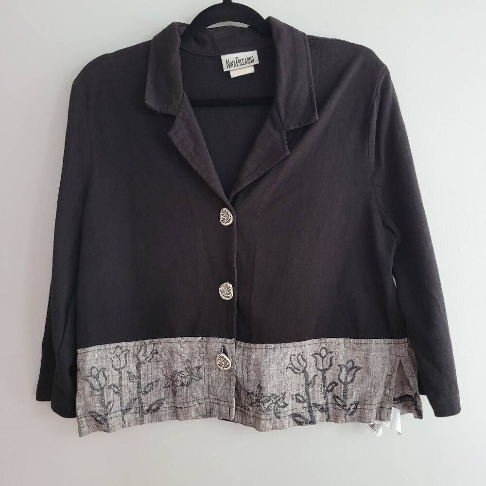 Vintage Nina Piccalino 100% cotton blazer lagom lagenlook earthy boho quirky art - Picture 4 of 13